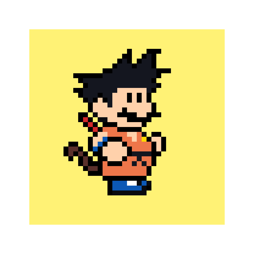 pixelart mario mosaïc streetart dragonball songoku kamehameha