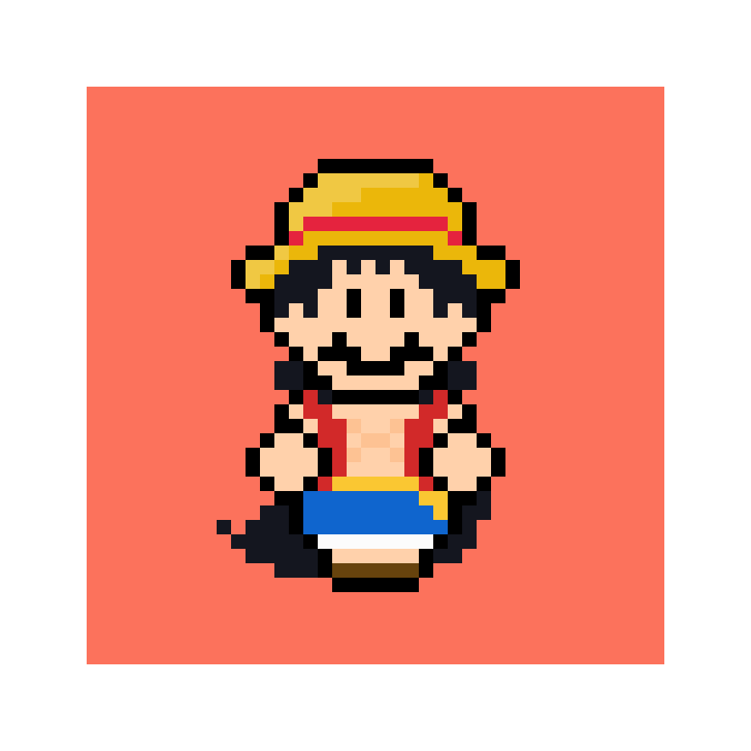 pixelart mario mosaïc streetart onepiece luffy mugiwara strawhat
