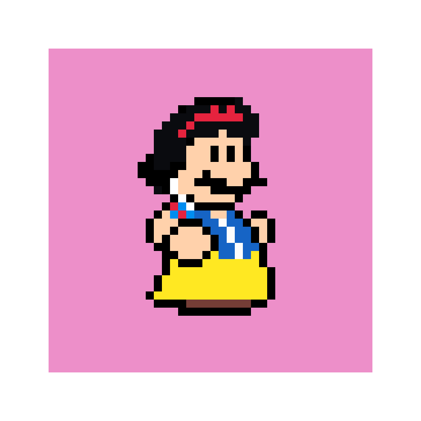 Mario snow white Blanche neige Disney princess pixel art